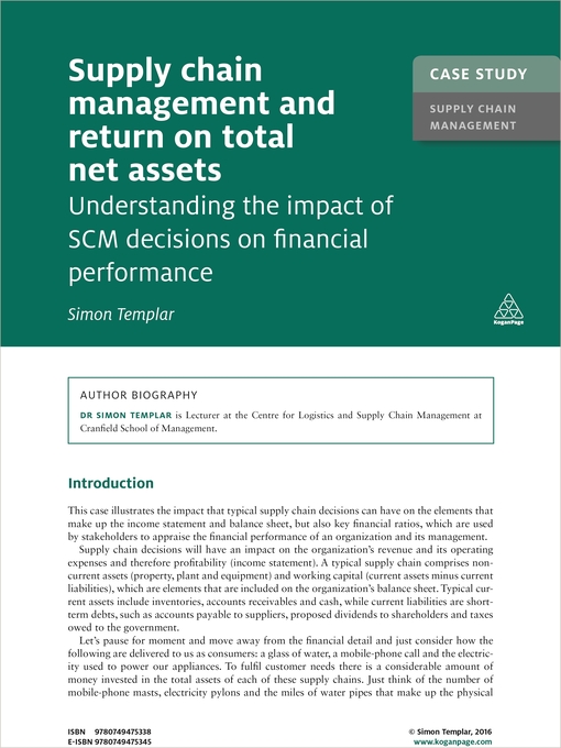 Title details for Supply Chain Management and Return on Total Net Assets by Simon Templar - Available